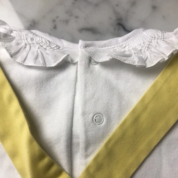Pili Carrera SET Yellow Suspender Shorts with White Top size 12M